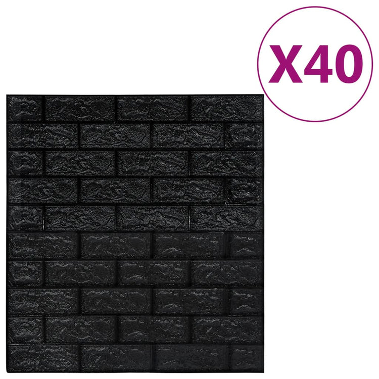 Vidaxl 3d Tapete selbstklebend 40 St. Ziegel Schwarz schwarz