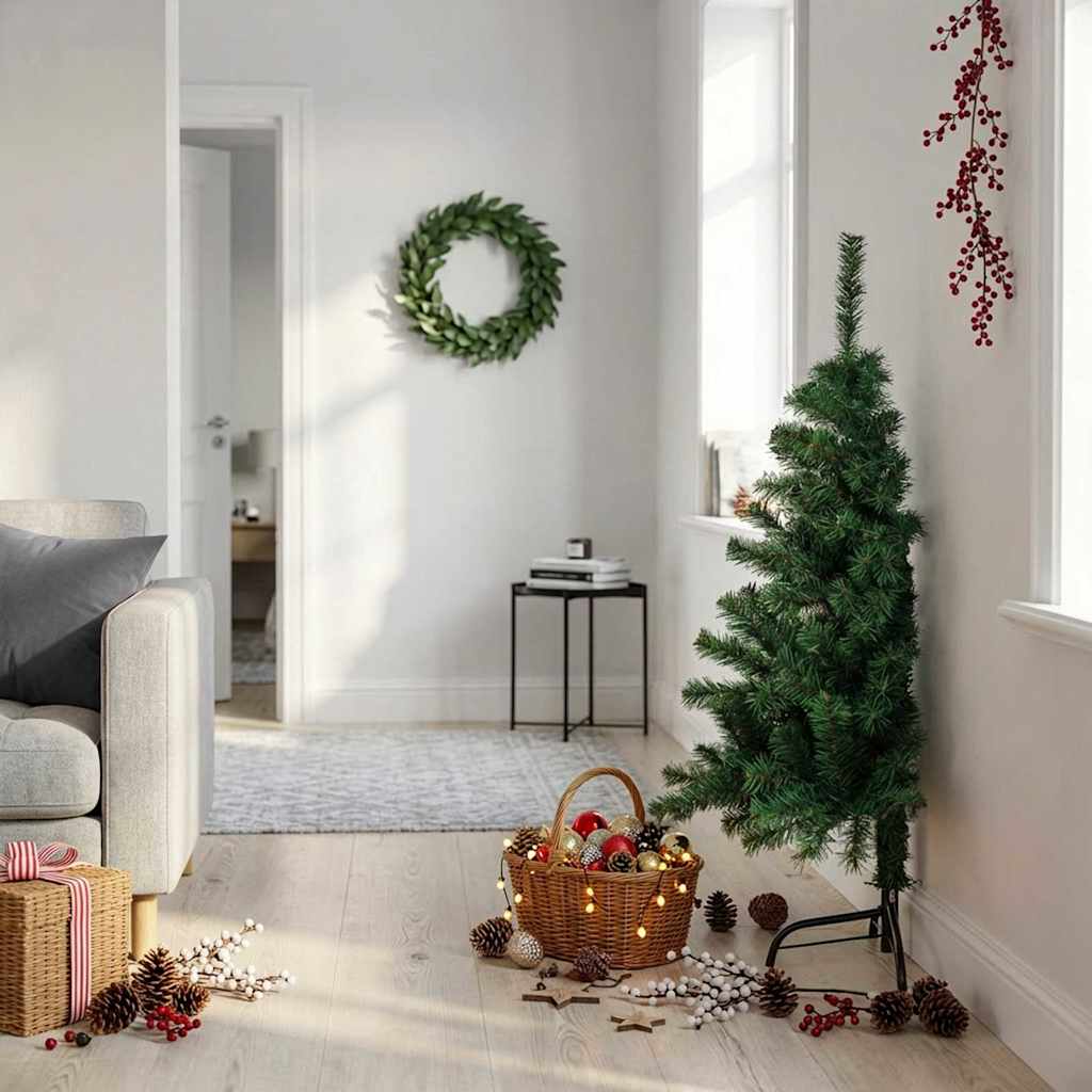 Vidaxl Kunstkerstboom mit Standard halb nach 120 cm PVC Green