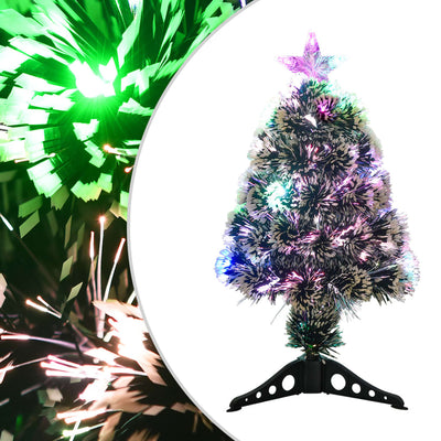 Vidaxl Weihnachtsbaum mit LED 64 cm Glasfasergrün und Weiß