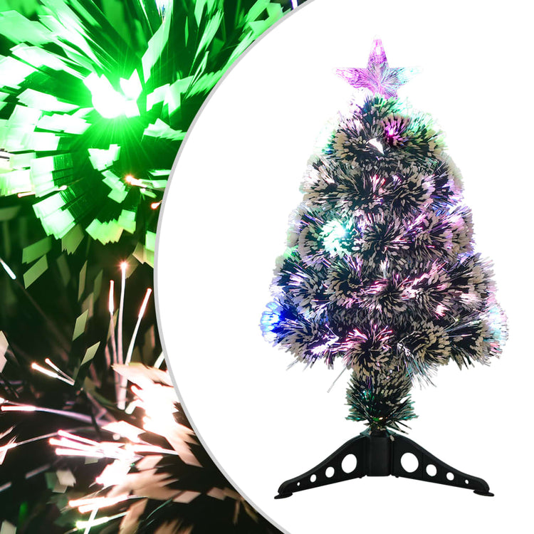 Vidaxl Weihnachtsbaum mit LED 64 cm Glasfasergrün und Weiß