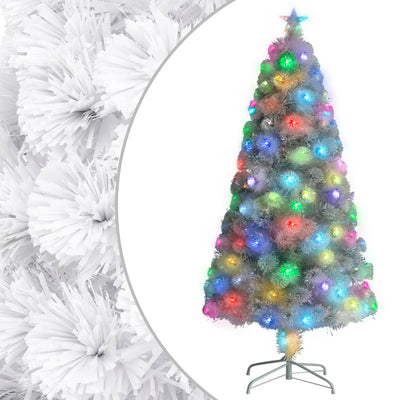 Vidaxl Kunstkerstboom mit Beleuchtung 120 cm Faserweiß