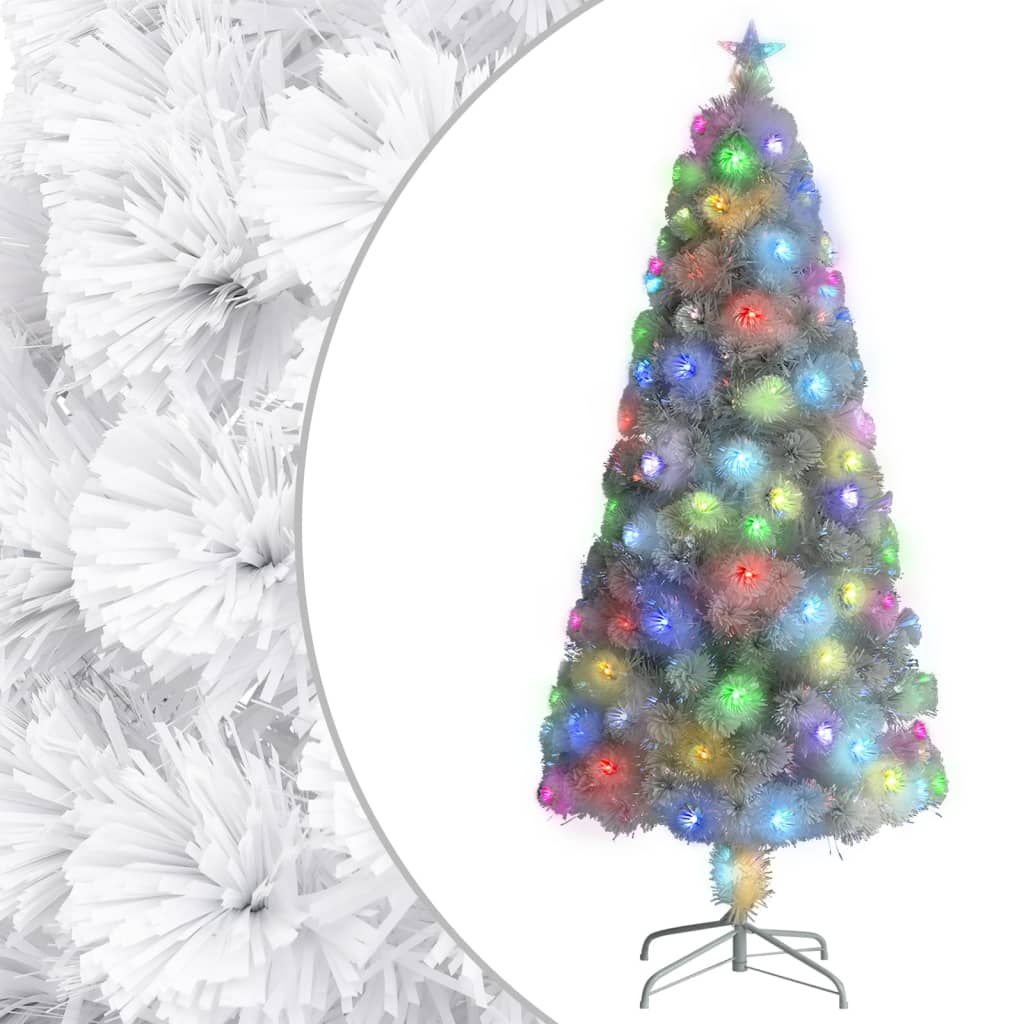 Vidaxl Kunstkerstboom mit Beleuchtung 150 cm Glasfaserweiß