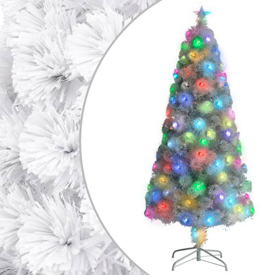 Vidaxl Kunstkerstboom mit Beleuchtung 150 cm Glasfaserweiß