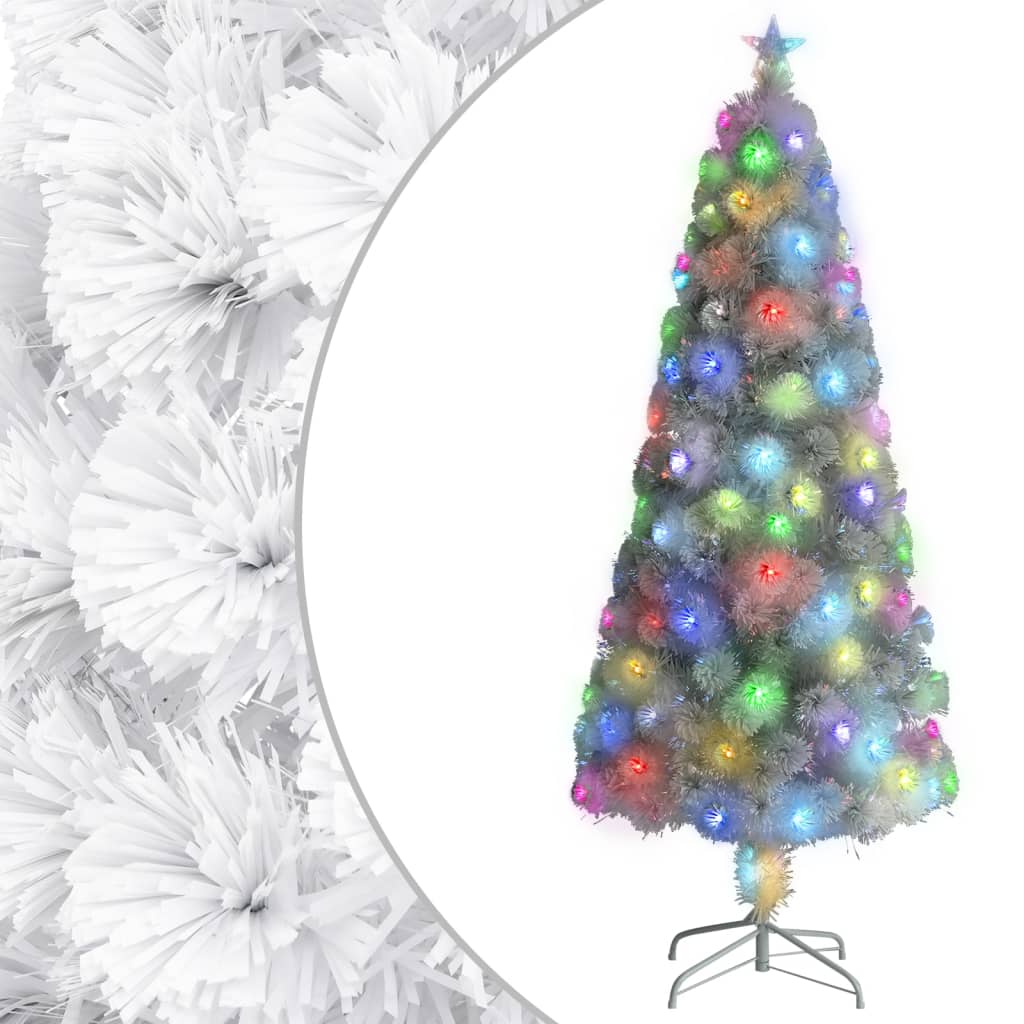 Vidaxl Kunstkerstboom mit Beleuchtung 180 cm Glasfaserweiß