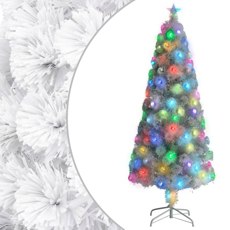 Vidaxl Kunstkerstboom mit Beleuchtung 180 cm Glasfaserweiß