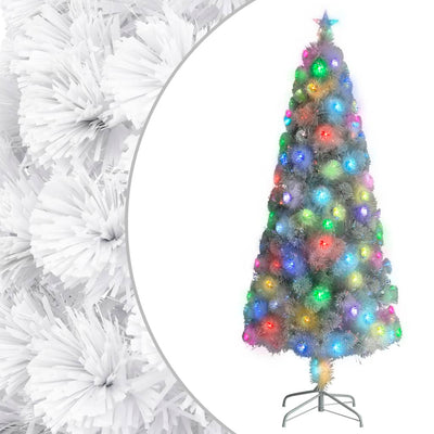Vidaxl Kunstkerstboom mit Leuchten 210 cm Glasfaserweiß