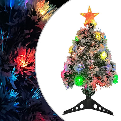 Vidaxl Kunstkerstboom mit Beleuchtung 64 cm Glasfaser weiß und blau