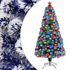 Vidaxl Kunstkerstboom mit Beleuchtung 120 cm Glasfaser weiß und blau