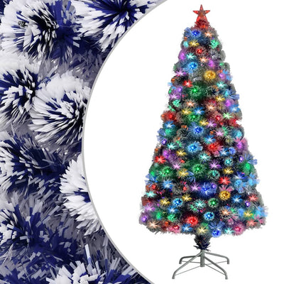 Vidaxl Kunstkerstboom mit Beleuchtung 120 cm Glasfaser weiß und blau