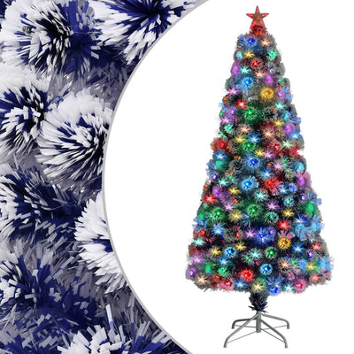 Vidaxl Kunstkerstboom mit Beleuchtung 150 cm Glasfaser weiß und blau
