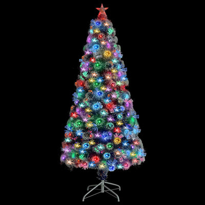 Vidaxl Kunstkerstboom mit Beleuchtung 150 cm Glasfaser weiß und blau
