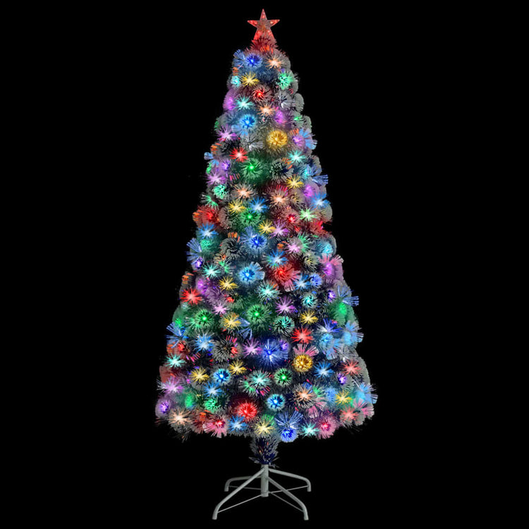 Vidaxl Kunstkerstboom mit Beleuchtung 150 cm Glasfaser weiß und blau