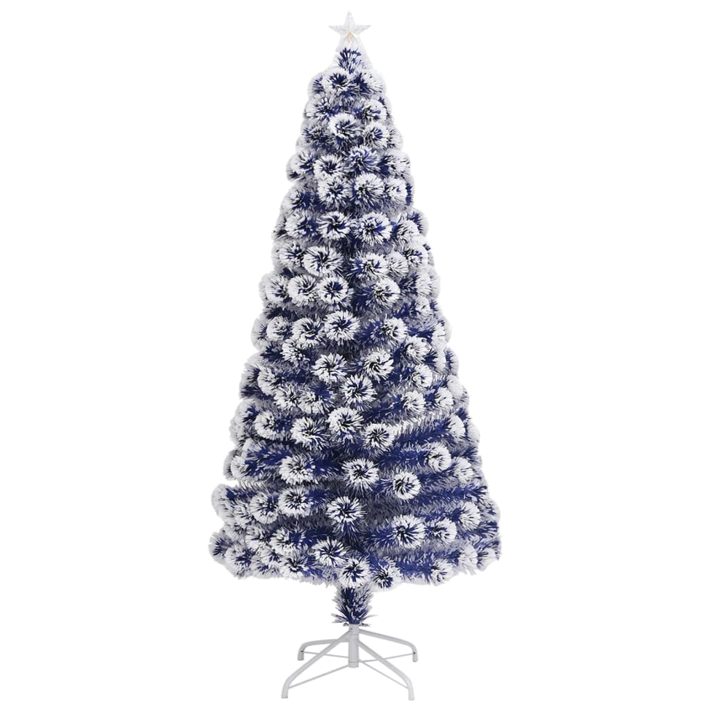 Vidaxl Kunstkerstboom mit Beleuchtung 150 cm Glasfaser weiß und blau