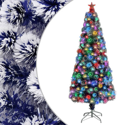 Vidaxl Kunstkerstboom mit Beleuchtung 180 cm Glasfaser weiß und blau