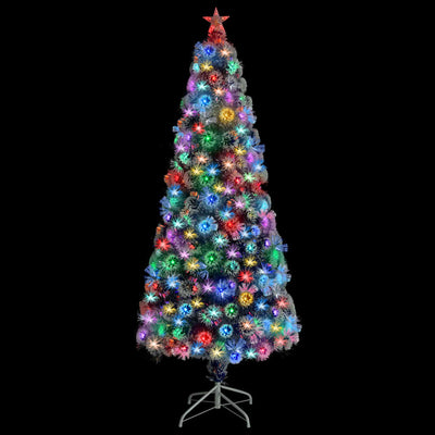 Vidaxl Kunstkerstboom mit Beleuchtung 180 cm Glasfaser weiß und blau