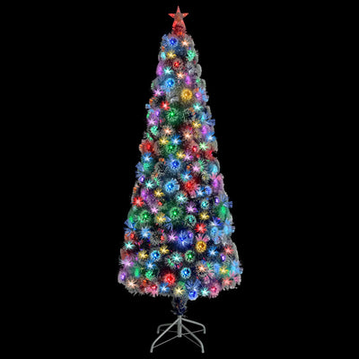 Vidaxl Kunstkerstboom mit Leuchten 210 cm Glasfaser weiß und blau