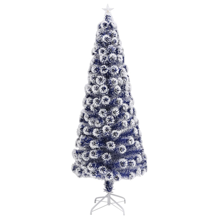 Vidaxl Kunstkerstboom mit Leuchten 210 cm Glasfaser weiß und blau