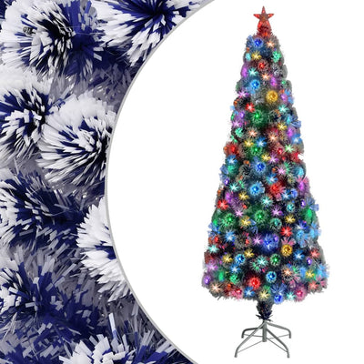 Vidaxl Kunstkerstboom mit Beleuchtung 240 cm Glasfaser weiß und blau