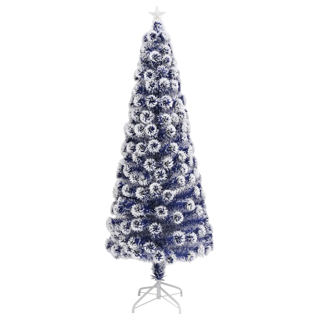 Vidaxl Kunstkerstboom mit Beleuchtung 240 cm Glasfaser weiß und blau