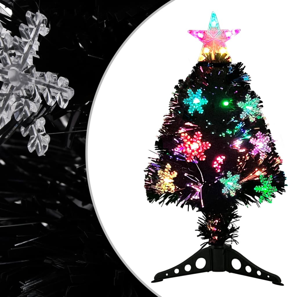 Vidaxl Weihnachtsbaum mit LED -Schneeflocken 64 cm Faserschwarz schwarz