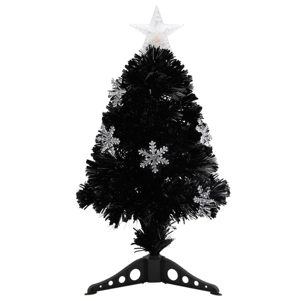 Vidaxl Weihnachtsbaum mit LED -Schneeflocken 64 cm Faserschwarz schwarz