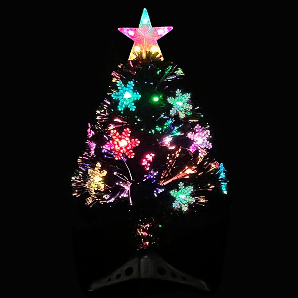 Vidaxl Weihnachtsbaum mit LED -Schneeflocken 64 cm Faserschwarz schwarz