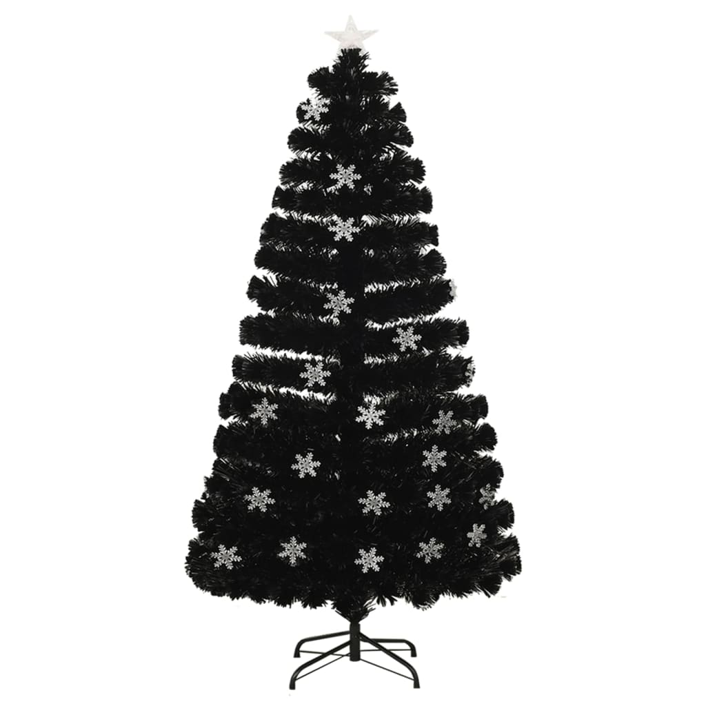 Vidaxl Weihnachtsbaum mit LED -Schneeflocken 120 cm Faserschwarz schwarz