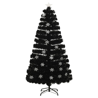 Vidaxl Weihnachtsbaum mit LED -Schneeflocken 120 cm Faserschwarz schwarz