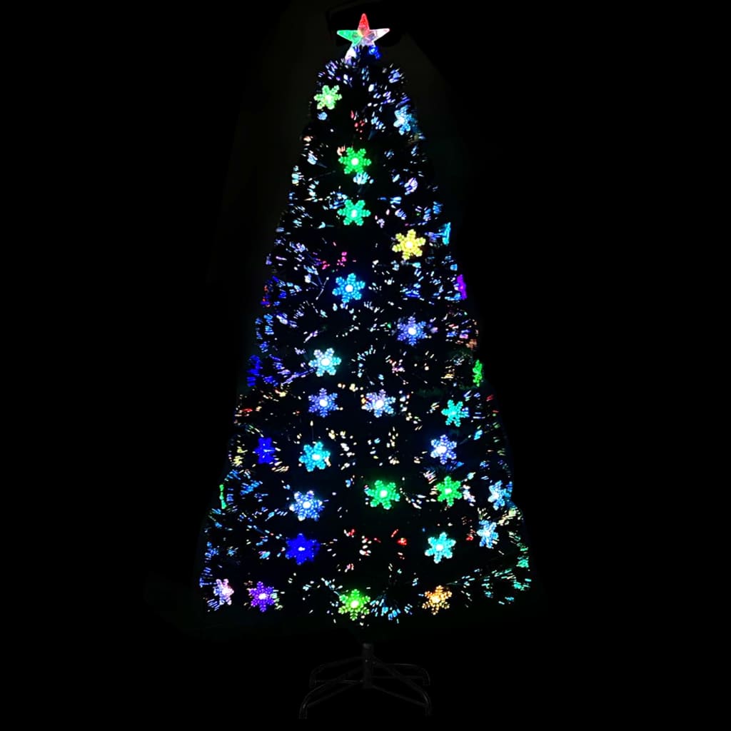 Vidaxl Weihnachtsbaum mit LED -Schneeflocken 120 cm Faserschwarz schwarz