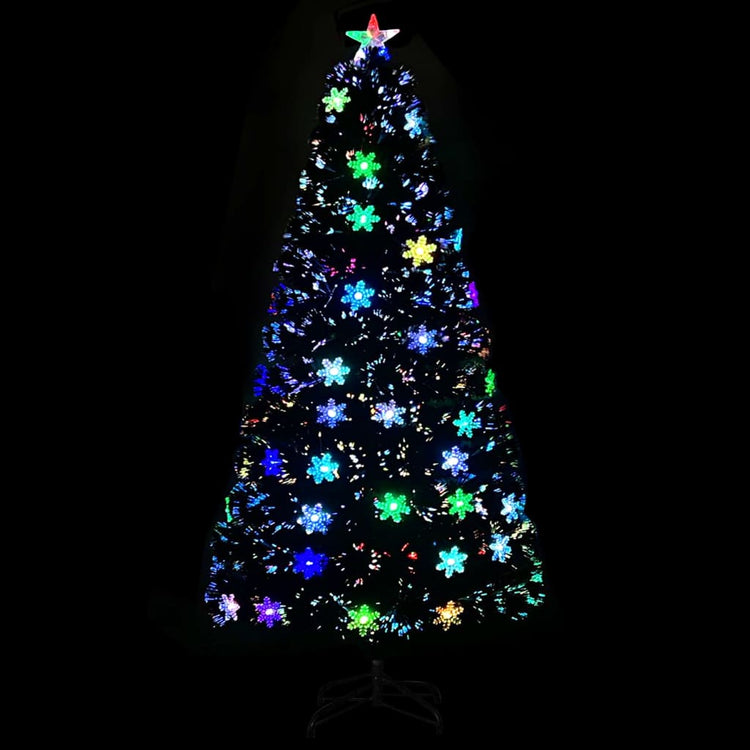 Vidaxl Weihnachtsbaum mit LED -Schneeflocken 120 cm Faserschwarz schwarz