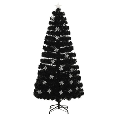 Vidaxl Weihnachtsbaum mit LED -Schneeflocken 150 cm Faserschwarz schwarz