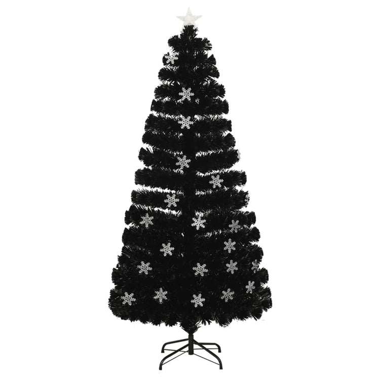 Vidaxl Weihnachtsbaum mit LED -Schneeflocken 150 cm Faserschwarz schwarz
