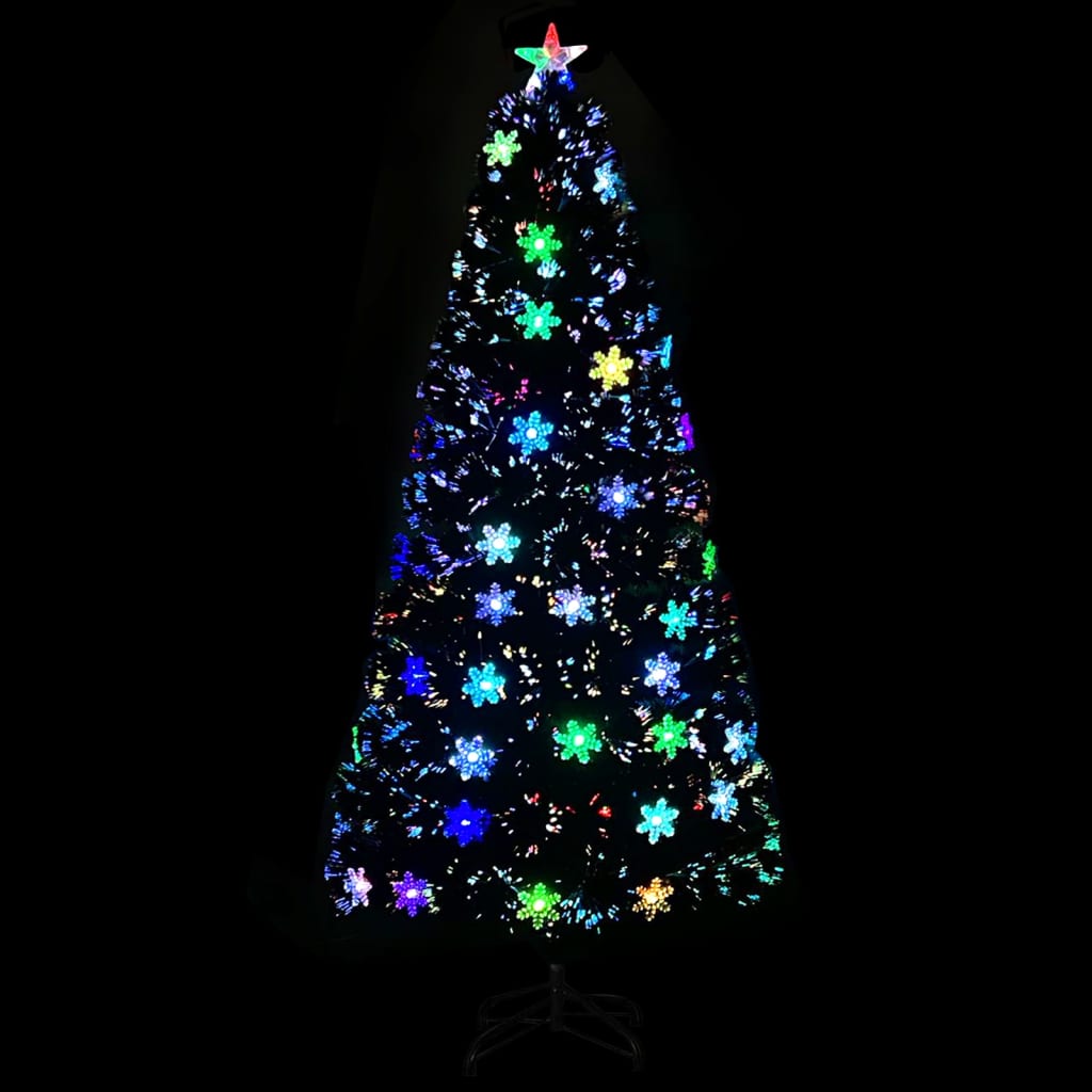 Vidaxl Weihnachtsbaum mit LED -Schneeflocken 150 cm Faserschwarz schwarz