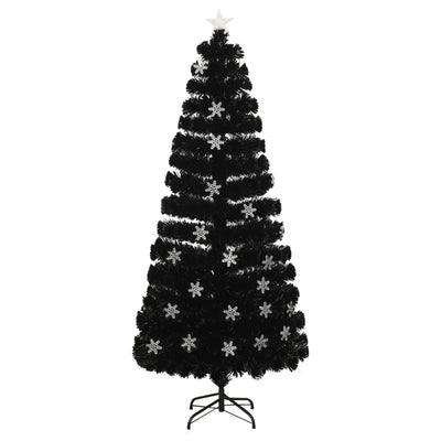 Vidaxl Weihnachtsbaum mit LED -Schneeflocken 180 cm Faserschwarz schwarz