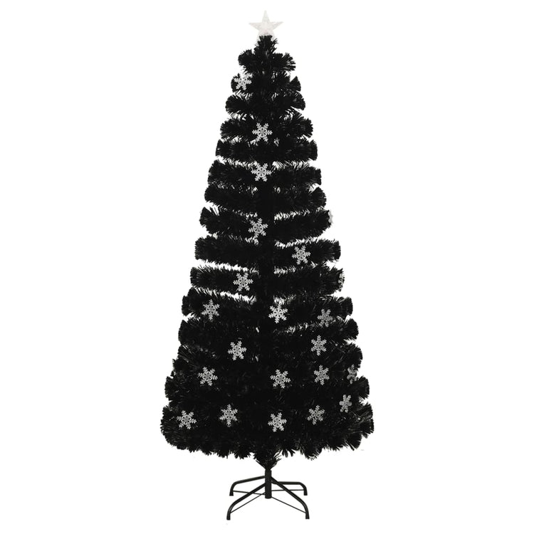 Vidaxl Weihnachtsbaum mit LED -Schneeflocken 180 cm Faserschwarz schwarz