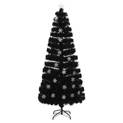 Vidaxl Weihnachtsbaum mit LED -Schneeflocken 210 cm Faserschwarz schwarz