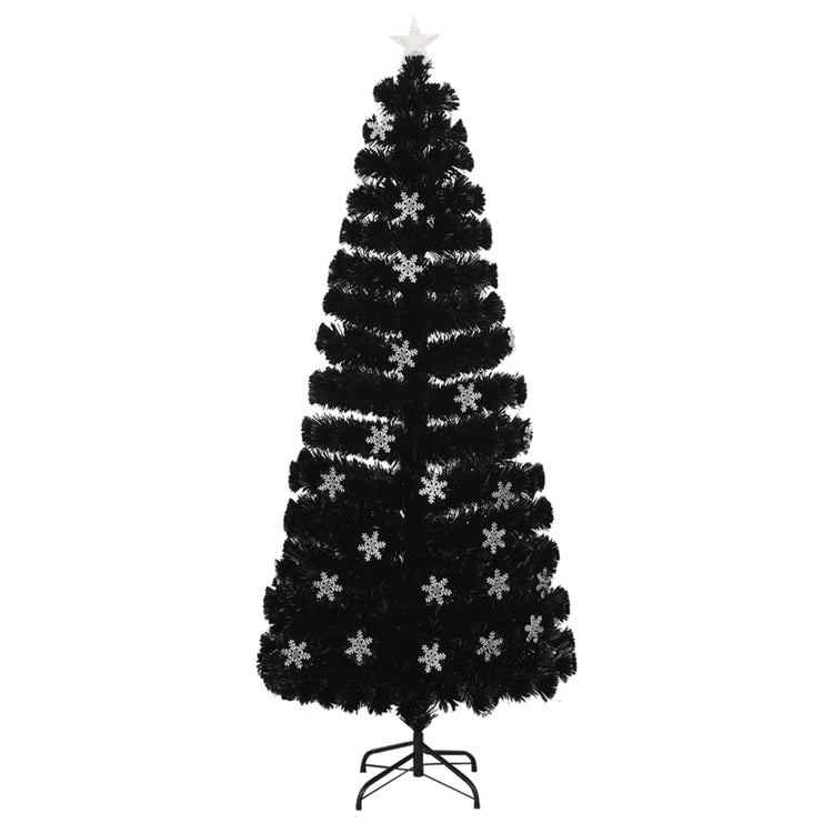 Vidaxl Weihnachtsbaum mit LED -Schneeflocken 210 cm Faserschwarz schwarz