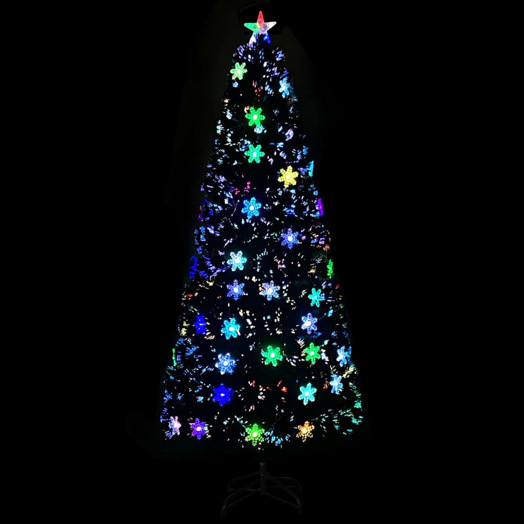 Vidaxl Weihnachtsbaum mit LED -Schneeflocken 210 cm Faserschwarz schwarz