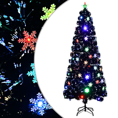Vidaxl Weihnachtsbaum mit LED -Schneeflocken 240 cm Faserschwarz schwarz