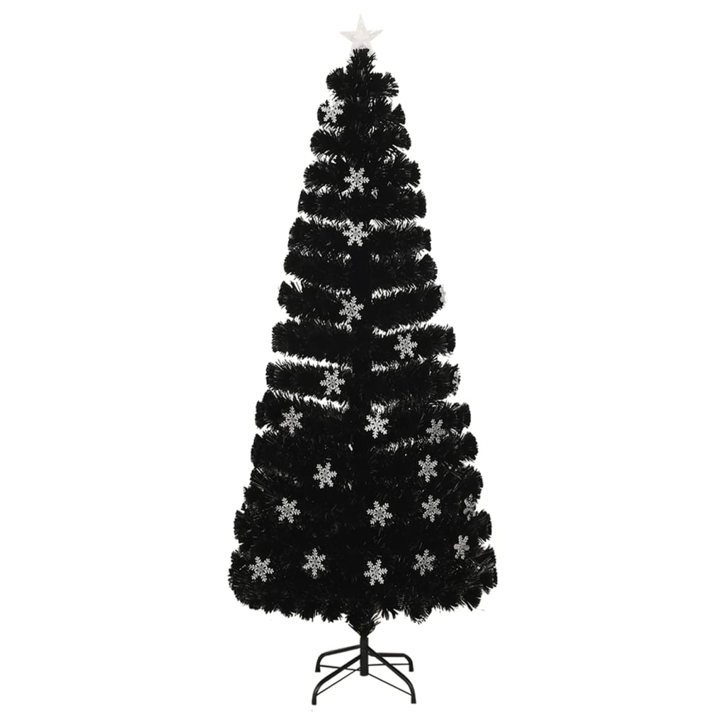 Vidaxl Weihnachtsbaum mit LED -Schneeflocken 240 cm Faserschwarz schwarz