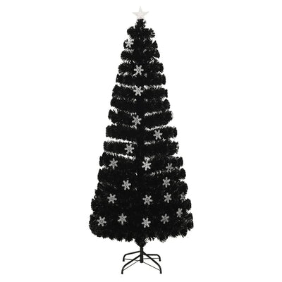 Vidaxl Weihnachtsbaum mit LED -Schneeflocken 240 cm Faserschwarz schwarz