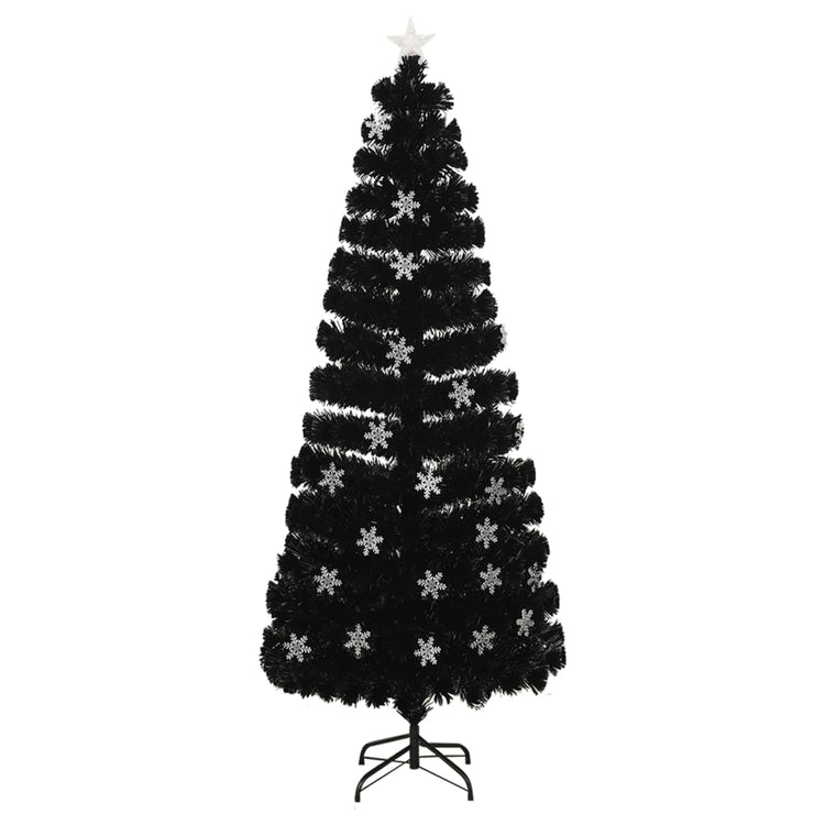 Vidaxl Weihnachtsbaum mit LED -Schneeflocken 240 cm Faserschwarz schwarz