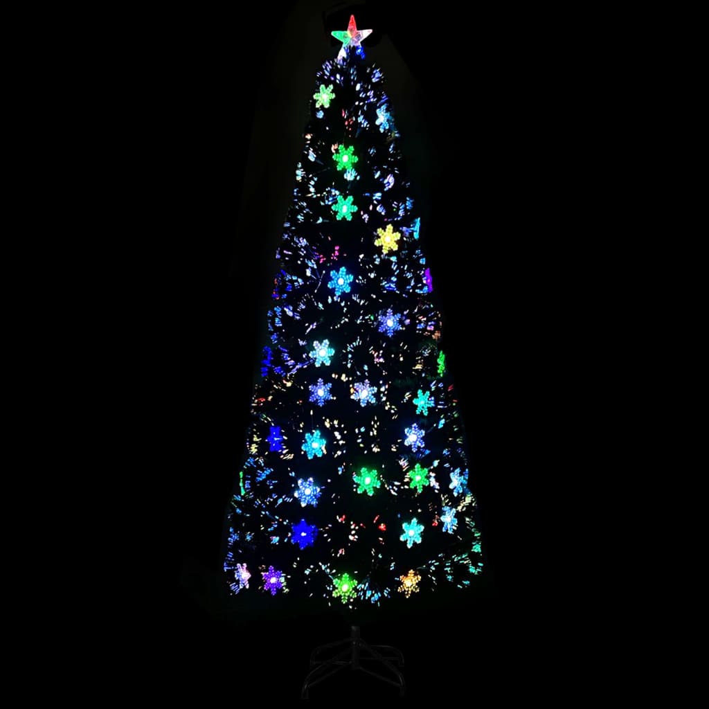 Vidaxl Weihnachtsbaum mit LED -Schneeflocken 240 cm Faserschwarz schwarz