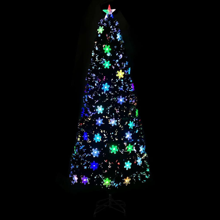 Vidaxl Weihnachtsbaum mit LED -Schneeflocken 240 cm Faserschwarz schwarz