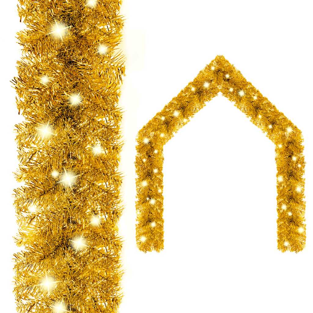 Vidaxl Weihnachtsgirlande mit LED -Leuchten 10 m goldfarben
