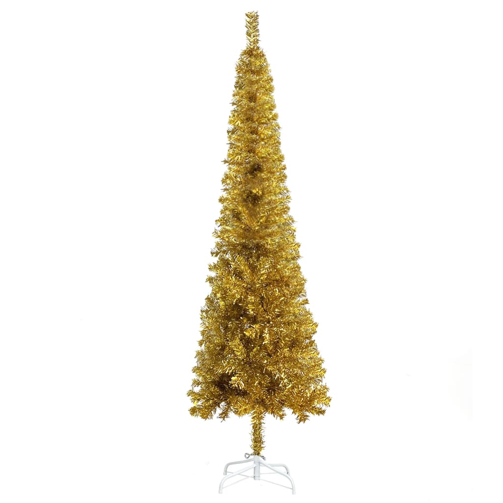 Vidaxl Weihnachtsbaum schmal 210 cm Goldfarbe
