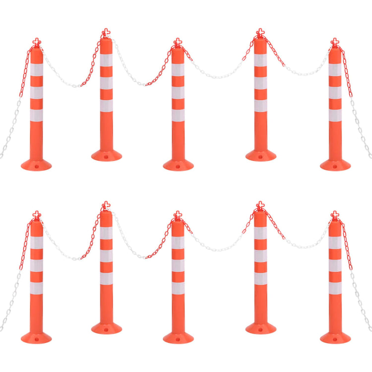 VIDAXL -Verkehrsmasten mit Kette 10 PCs 75 cm PE