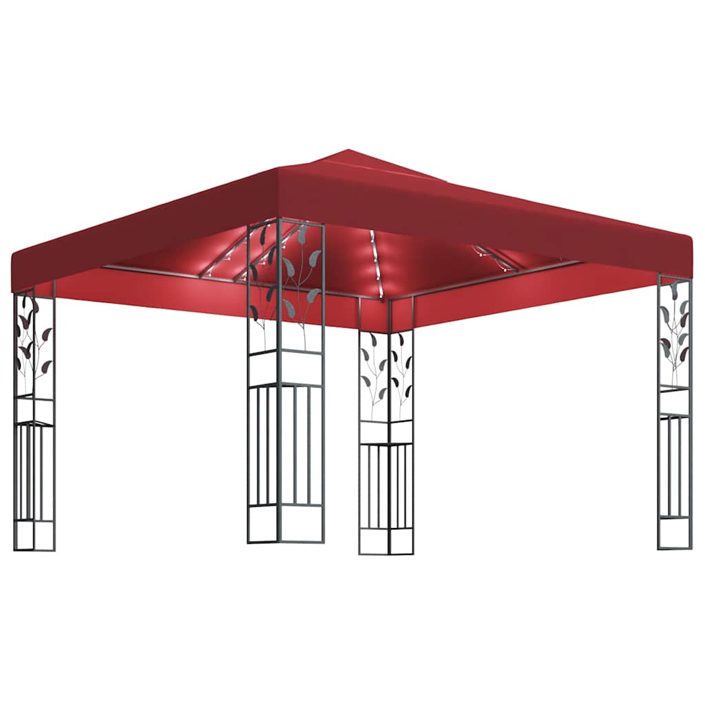Vidaxl -Laube mit LED Light Garland 3x3 m Weinrot