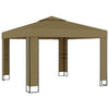 Vidaxx Pavillon mit Doppeldach und LED-Lichterkette 3x3x2,7 m Taupe
