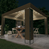 Vidaxx Pavillon mit Doppeldach und LED-Lichterkette 3x3x2,7 m Taupe - afbeelding 1